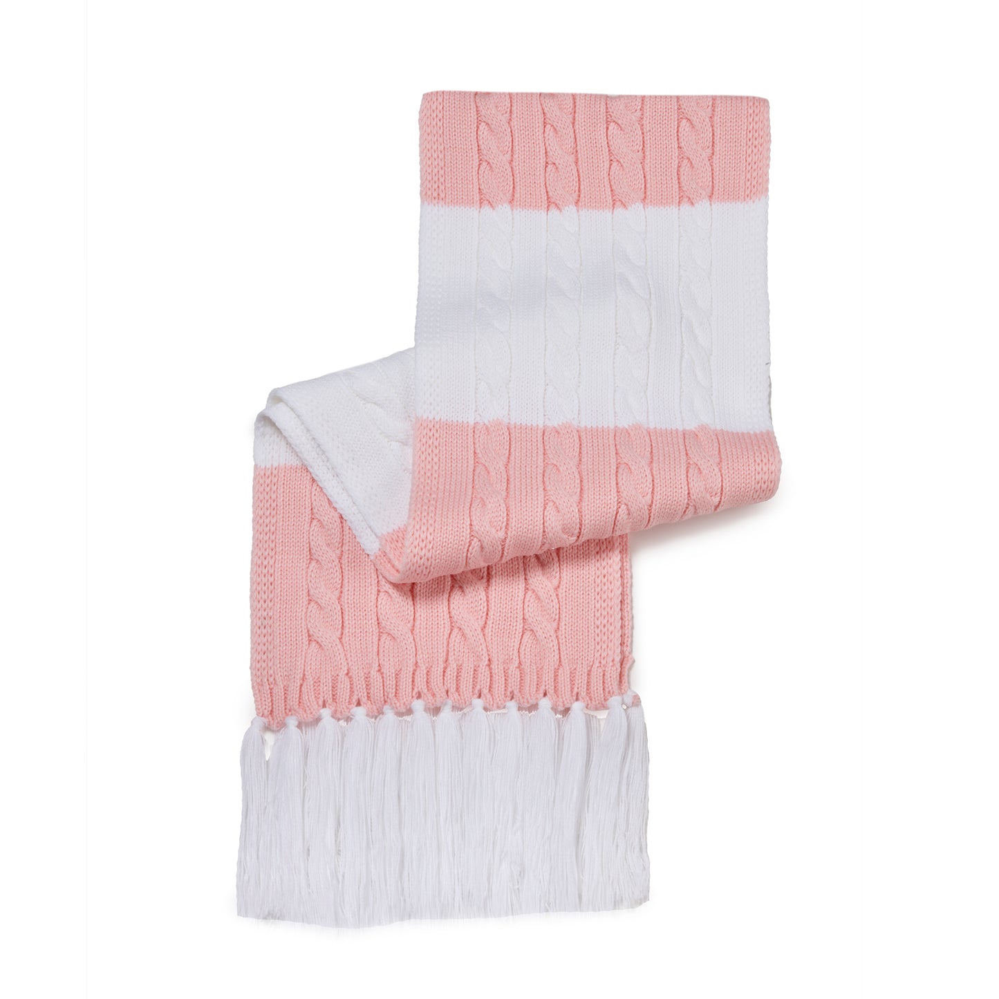 Schal Mädels "Zopf" rosa-weiss