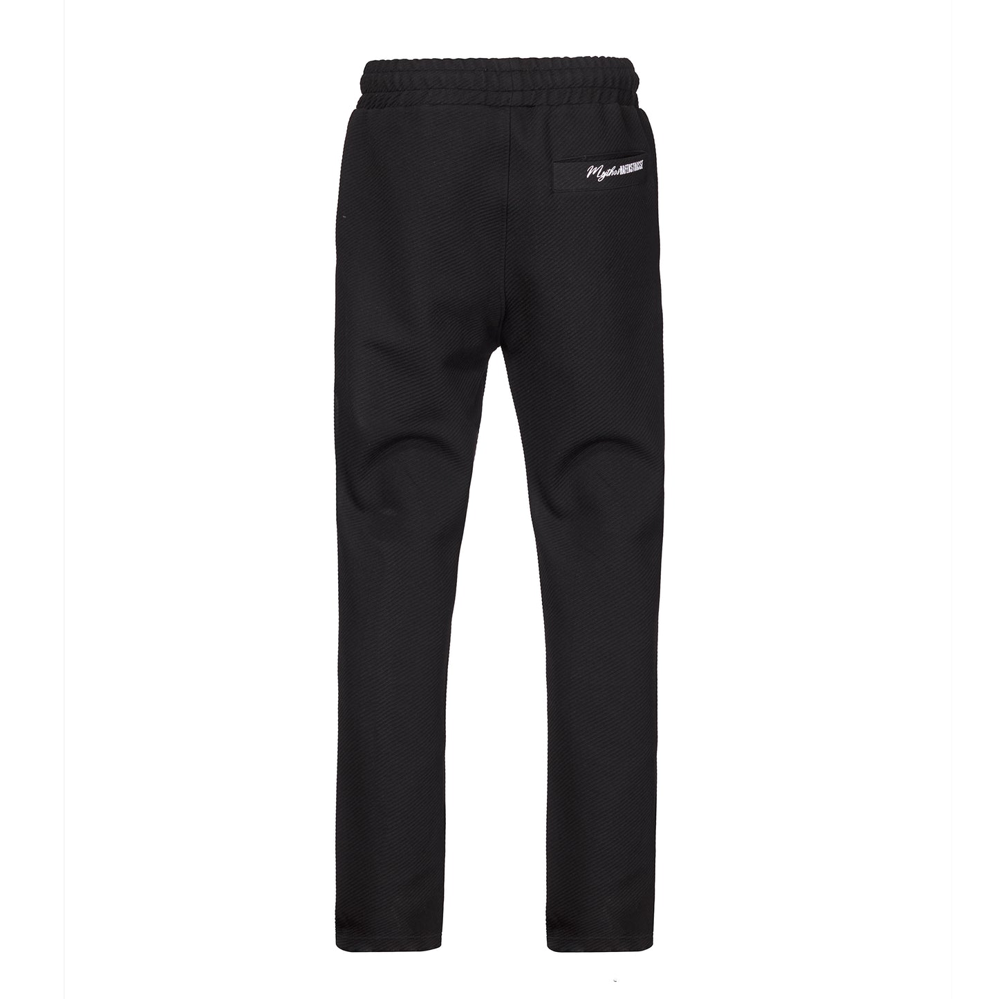 Rückansicht Style 2559 Hose "Mythos" schwarz, hinten rechts Leistentasche mit weißem "Mythos Hafenstrasse"-Druck