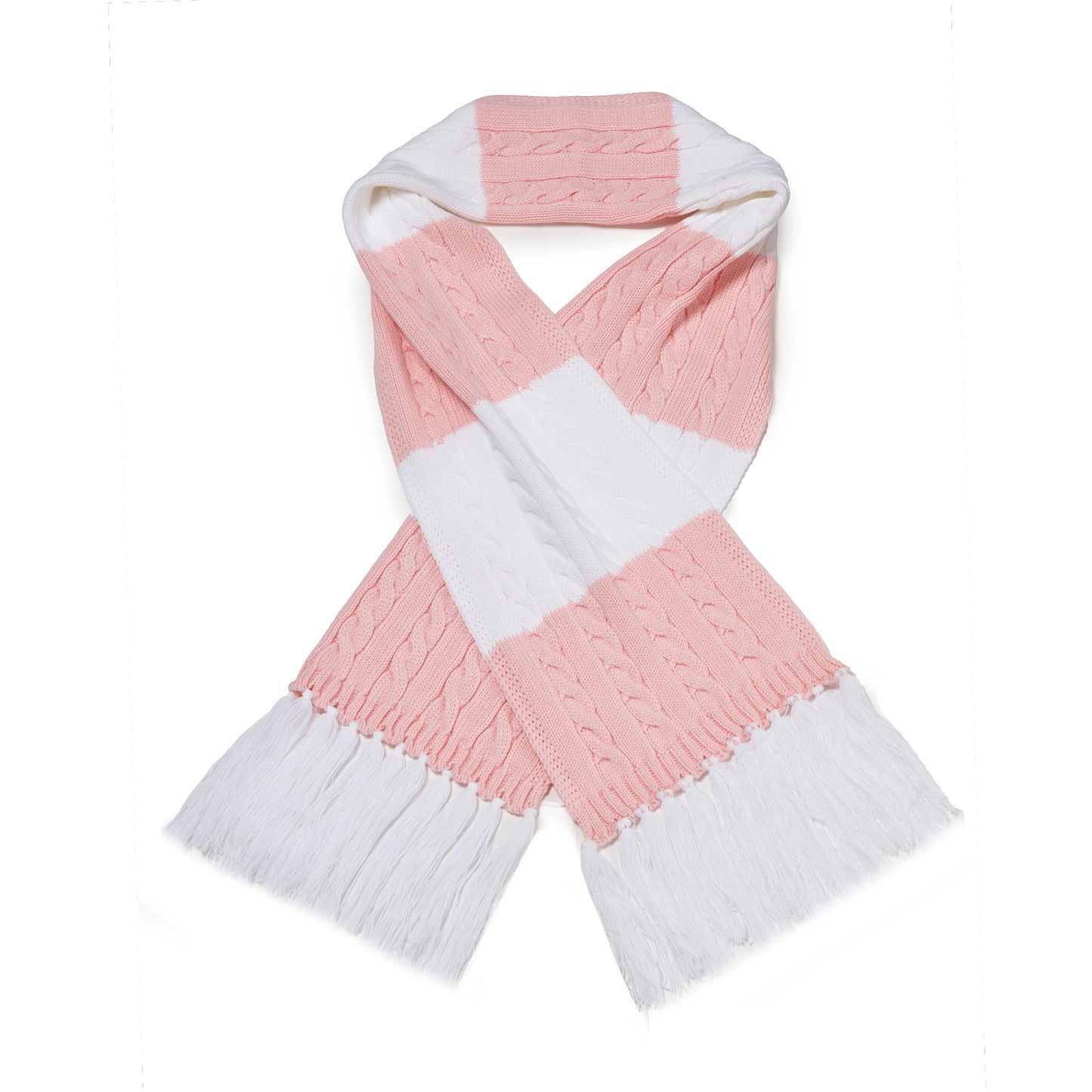Schal Mädels "Zopf" rosa-weiss