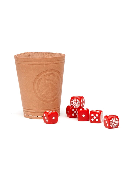 Würfelbecher mit 6 Würfeln